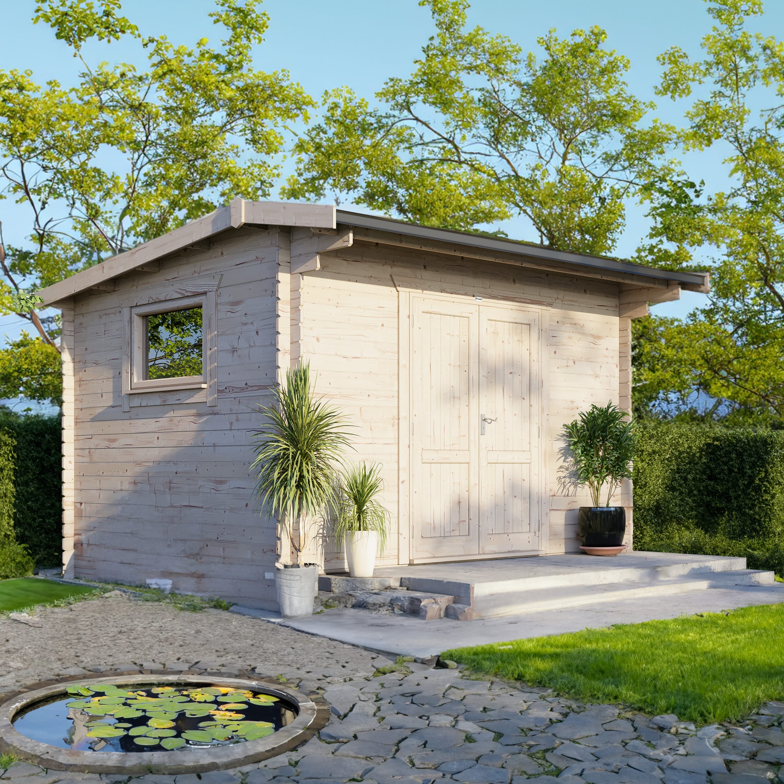 Powersheds (Off-set) Apex Workshop Log Cabin - 28mm 