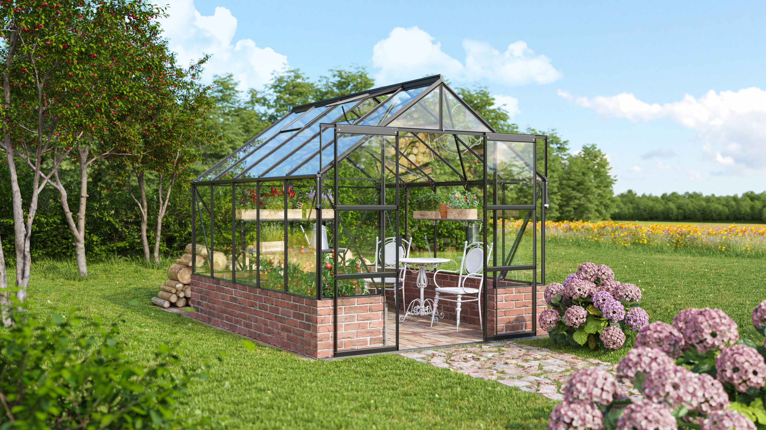 Vitavia Cassandra Greenhouse Package 8ft Wide - Black