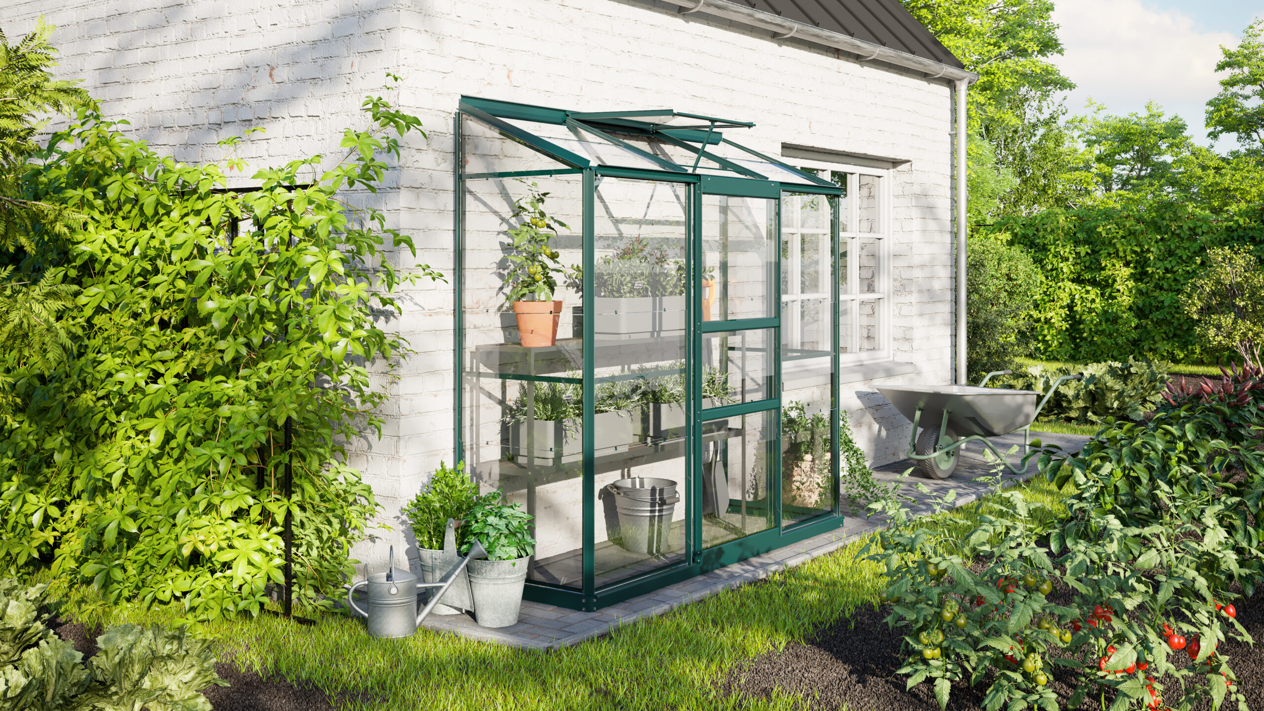 Vitavia Ida Lean To Greenhouse Package - 2ft, 4ft, 6ft Width